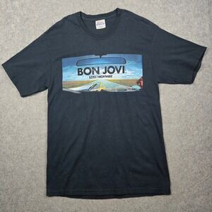 Bon Jovi T Shirt Mens Medium Black Lost Highway Tour Graphic Rock Band Tee Y2k